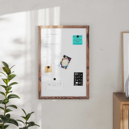 Flash Furniture Bristol 20x30 Wall Mount White Board w/ Dry Erase Marker, 4 Magnets, and Eraser, Torched Brown HGWA-WHITE-20X30-BRN-GG
